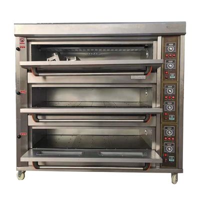 Materia prima harina 3 cubiertas 9 bandejas horno de paneles de gas horno de cubierta 1760*890*1770mm para la tienda de alimentos