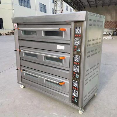 Materia prima harina 3 cubiertas 9 bandejas horno de paneles de gas horno de cubierta 1760*890*1770mm para la tienda de alimentos