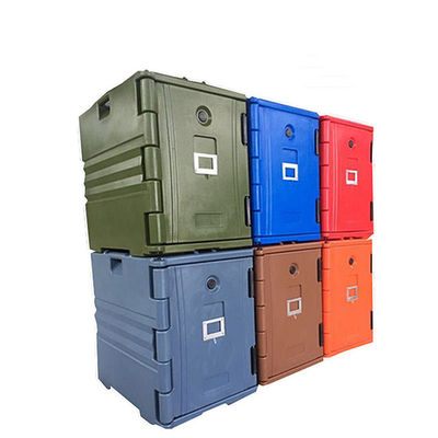 Caja de alimentos aislada de moldeo rotativo amarilla de 15 kg para conservar alimentos frescos calientes o fríos