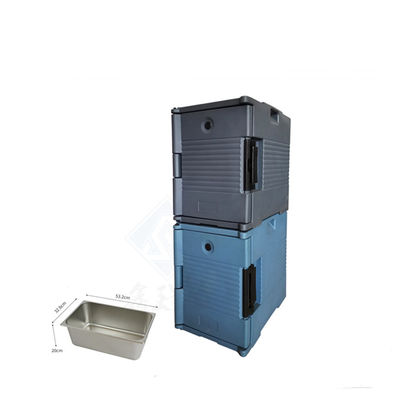 Caja aislada con ruedas de moldeo rotativo para suministrar alimentos de manera eficiente a temperatura constante