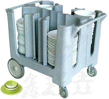 Un carrito de plástico práctico y elegante para suministros de su restaurante