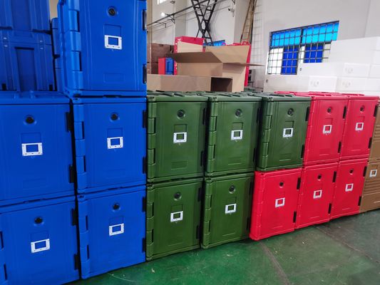 Caja aislada de tamaño personalizado con ruedas pequeñas y diseño multicolor en la caja de almuerzo