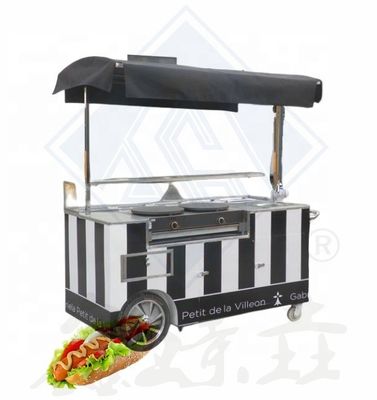 Carro de comida de acero inoxidable para carne y papas fritas
