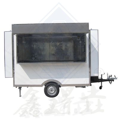 Camión de comida móvil de acero galvanizado Multifunccional Carrito de bocadillos Grill Trailer de café