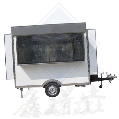 Camión de comida móvil de acero galvanizado Multifunccional Carrito de bocadillos Grill Trailer de café