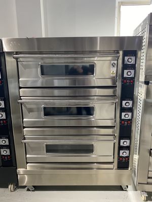 0.1kw Horno eléctrico de cubierta para pan 3 cubierta 12 bandejas Horno de gas de panadería con control de tiempo
