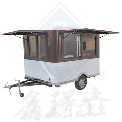 Restaurante Venta de la barbacoa de la comida del camión del carrito con parrilla y freidora del carrito móvil larga vida útil