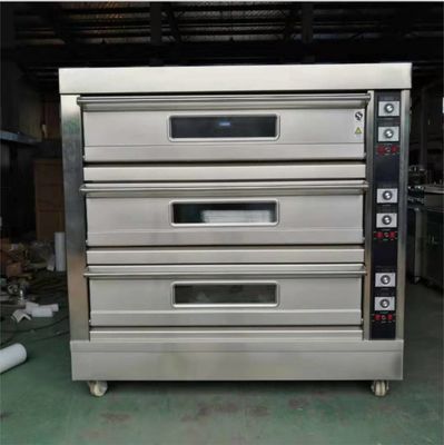 0.1kw Horno eléctrico de cubierta para pan 3 cubierta 12 bandejas Horno de gas de panadería con control de tiempo