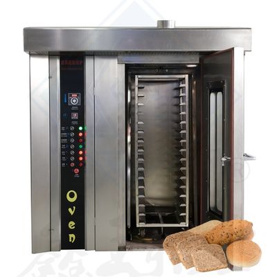 Horno de horneado multifunción de placas grandes 16/32/64 de aire caliente hornos rotativos a diesel para panadería