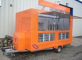 Carro de comida eléctrico móvil con cocina rodante y piezas de repuesto después del servicio