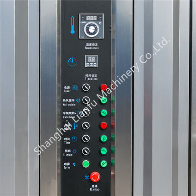 Horno rotativo de gas profesional competitivo con capacidad de producción de 100 kg/h y 32 bandejas