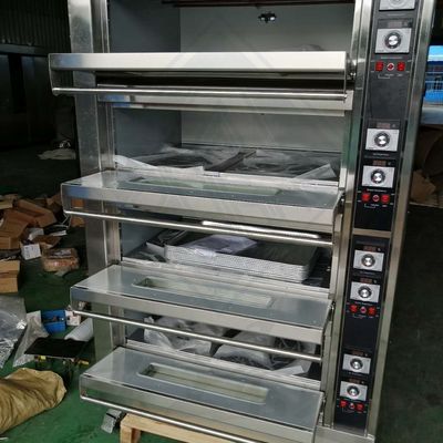 Horno de horneado de gas eléctrico multifunción para hoteles comerciales 3 cubiertas 6 bandejas de capacidad