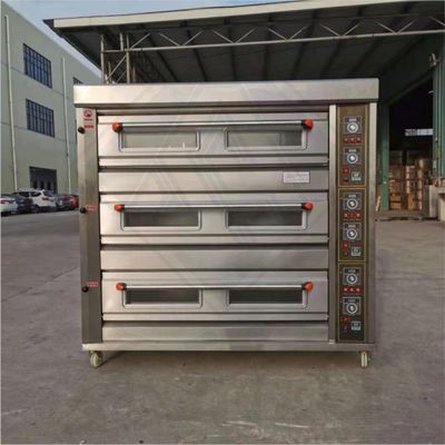 Horno de horneado de gas eléctrico multifunción para hoteles comerciales 3 cubiertas 6 bandejas de capacidad