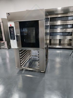 8 bandejas Horno de convección rotativo para panadería Automatización Energía Electricidad Gas horneado