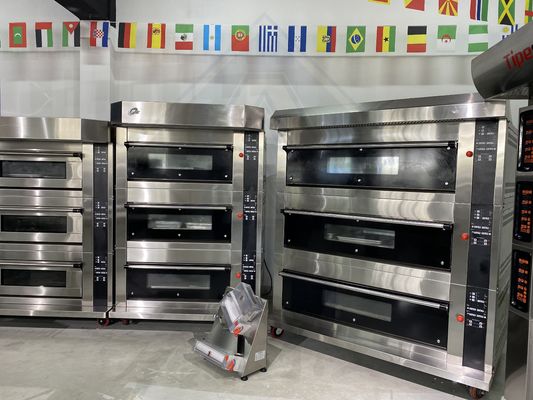 Materiales de soja 2 horno de cubierta de capas y transportador de mezcladores horno de pizza para equipos de panadería