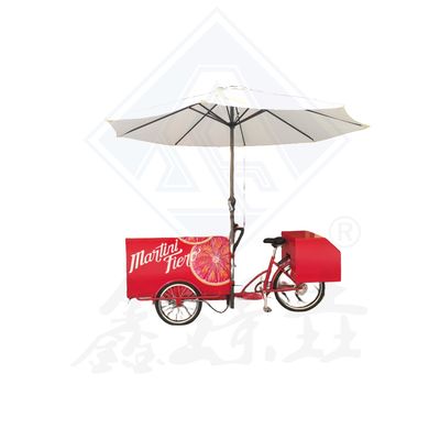 Larga vida útil Leche, té, jugo de bebidas Carrito de bicicletas para bocadillos Carro de comida móvil