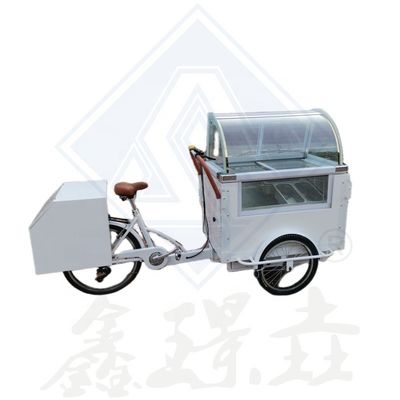 Carritos de venta de triciclos eléctricos de acero inoxidable aislado para helados y verduras