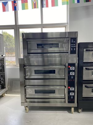 Horno de horneado de pan industrial de 3 pisos y 9 bandejas de piedra para hornear pan torta tostada