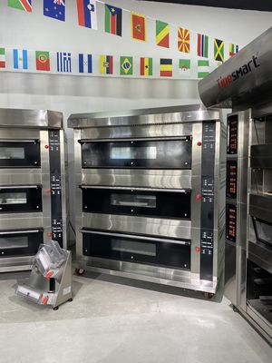 Horno de horneado de pan industrial de 3 pisos y 9 bandejas de piedra para hornear pan torta tostada