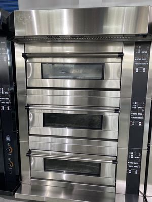 Horno de horneado de pan industrial de 3 pisos y 9 bandejas de piedra para hornear pan torta tostada