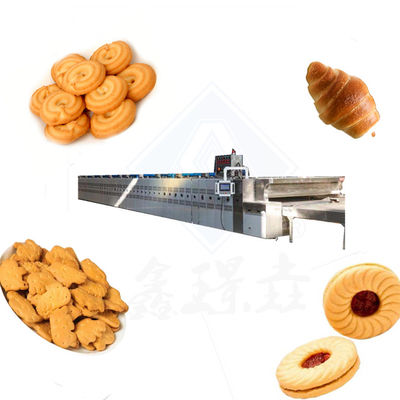 Operación automática de la línea de horno de túnel de galletas de pan con equipo de panadería