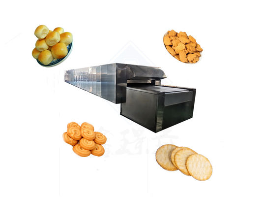 Operación automática de la línea de horno de túnel de galletas de pan con equipo de panadería