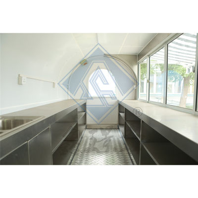 Comida para comer industrial 220CM Camión de comida móvil con techo y diseño de modelo redondo