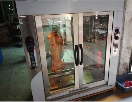Aplicación de cocina de estilo avanzado Gas independiente Dos lámparas completas Rotisserie para ovejas y cerdos
