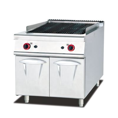 Grill de piedra de lava de gas comercial con gabinete y dispositivo de seguridad contra llamas en Sliver
