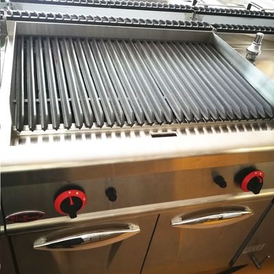 Grill de piedra de lava de gas comercial con gabinete y dispositivo de seguridad contra llamas en Sliver