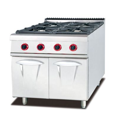 Estufas de cocina comercial independientes con 4 quemadores y gabinete de almacenamiento