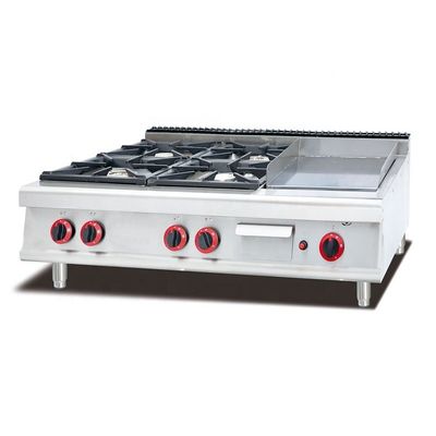 Estufas de cocina comercial independientes con 4 quemadores y gabinete de almacenamiento
