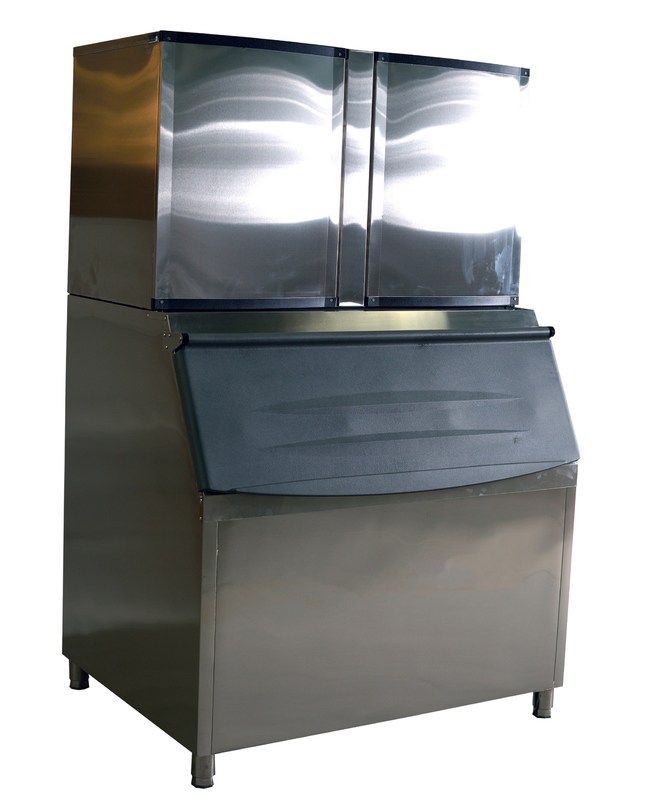 Máquina de cubos de hielo industriales totalmente automática de acero inoxidable con dispensador de agua