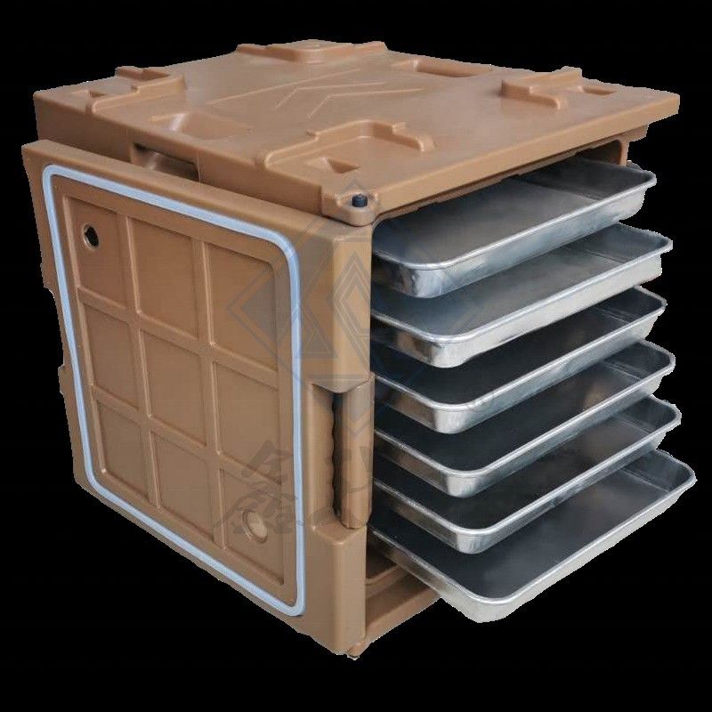 Caja de transporte de alimentos calientes de carga frontal en PU para restauración 120L portacañas aisladas de alimentos
