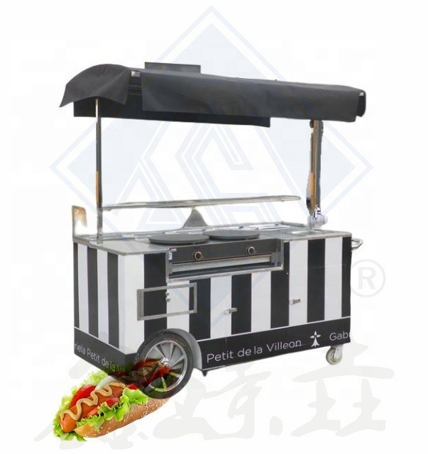 Carrito de comida de la patata del tornado Carrito de vapor móvil de alimentos con ruedas 180 * 80 * 80 portátil
