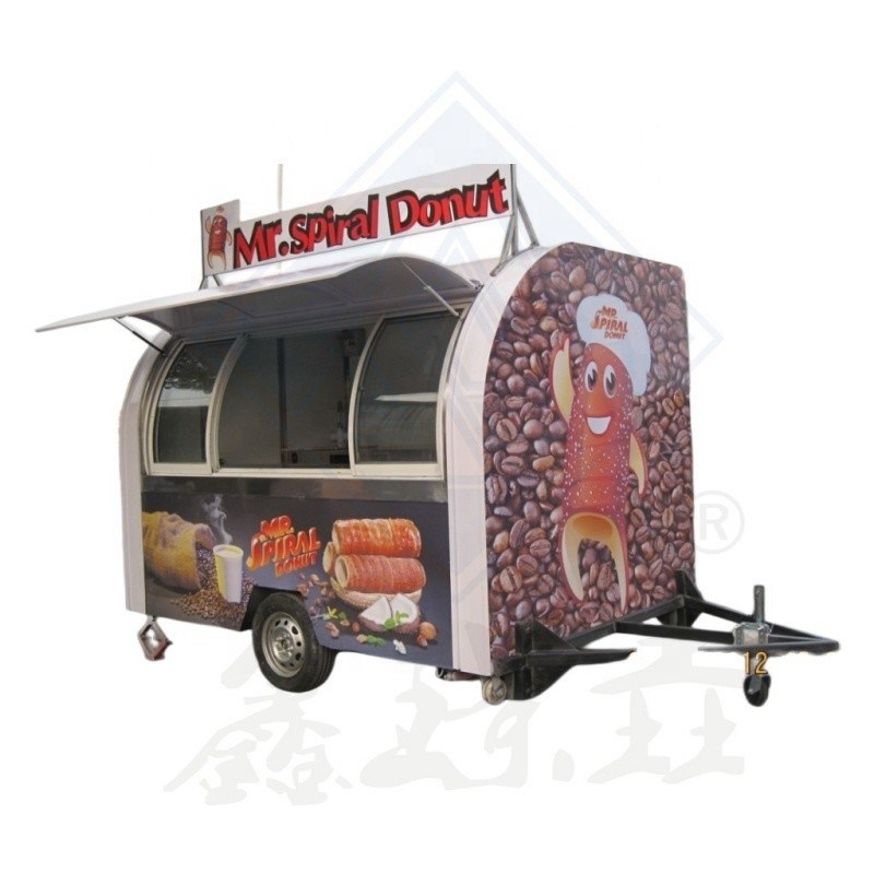 Función de la maquinaria Venta de alimentos Camión de remolque de alimentos móvil de acero inoxidable 285*200*215