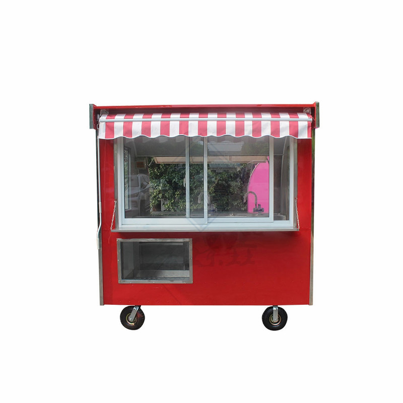 Camión de comida totalmente equipado de 220 cm de doble eje comercial modelo redondo con dosel