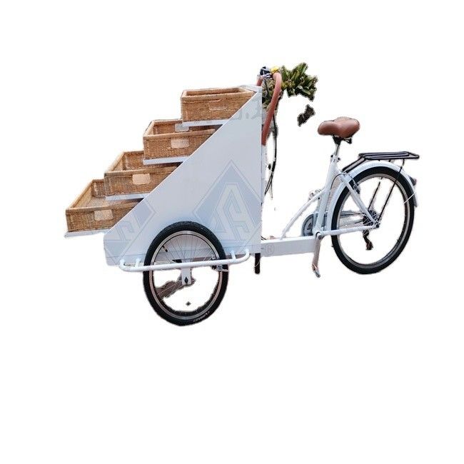 Comida conveniente Carrito de bocadillos de tres ruedas Europa Perrito caliente Pan Vending Bike para el mercado