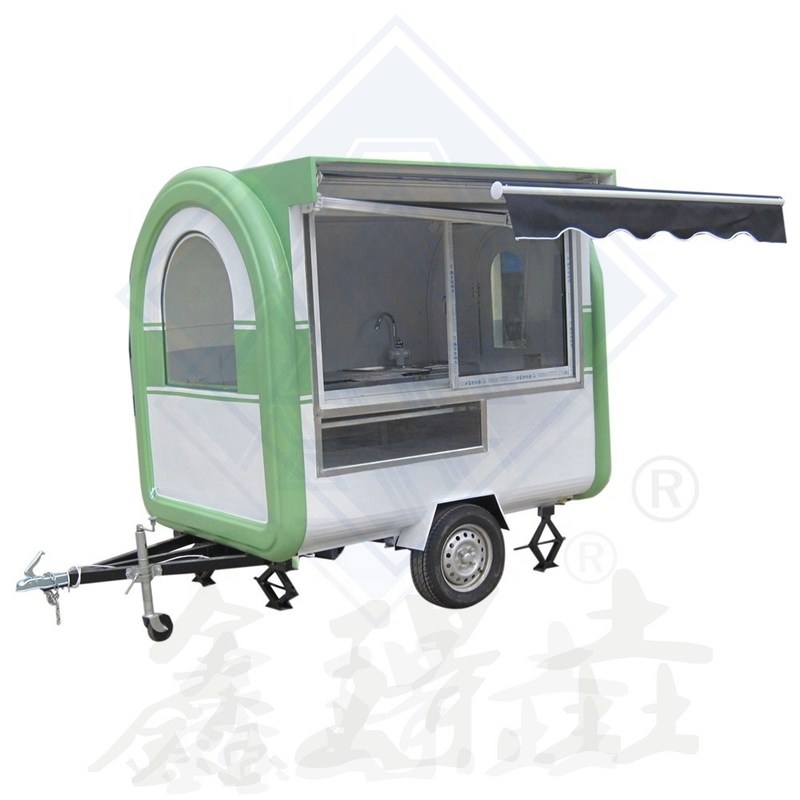 Camión de comida móvil de eje único personalizado de 250 cm con carro de remolque de servicio de comida con dosel