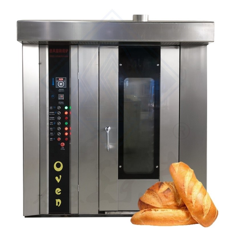 Horno rotativo de 100 kg/h para hornear pan, galletas y galletas en tiendas de ropa