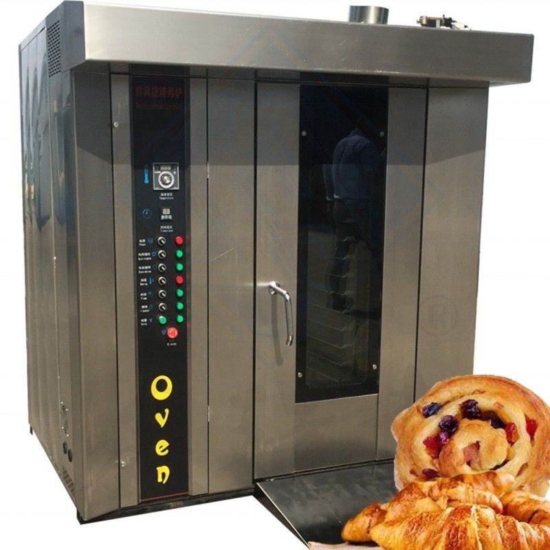 Acero inoxidable Comercial 32 bandejas Pan pastel Panadería horno rotativo para molino de harina